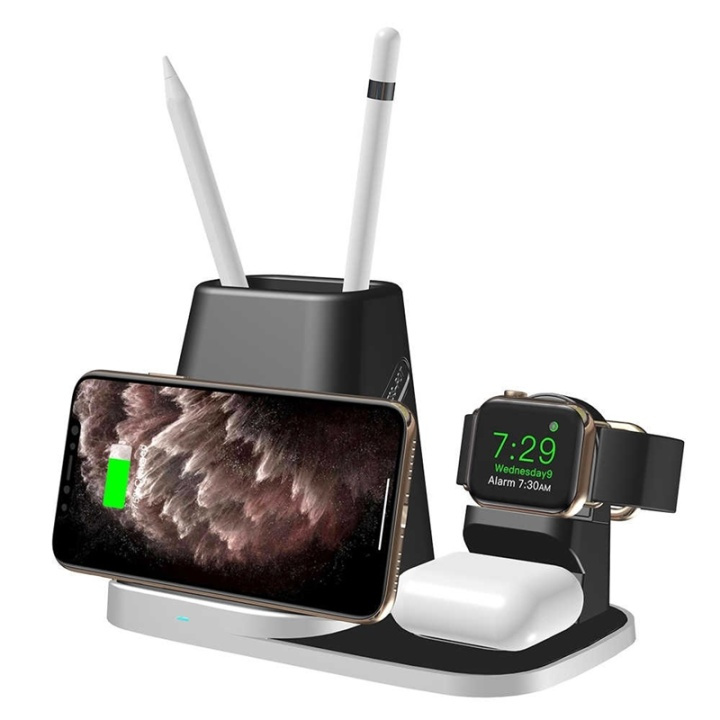 Penhouder met draadloos Qi-opladen voor smartphone, iWatch, Airpods in de groep SMARTPHONE & TABLETS / Opladers & Kabels / Draadloze Qi-oplader bij TP E-commerce Nordic AB (38-81719)