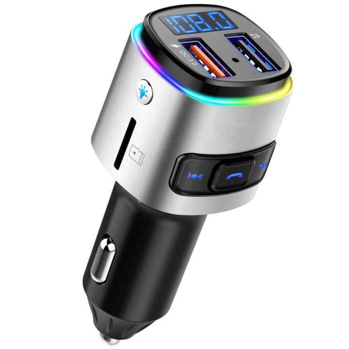 Liten FM-sändare med Bluetooth-handsfree, USB och belysning in de groep AUTO / Autoaudio & Multimedia / FM-zender bij TP E-commerce Nordic AB (38-81817)
