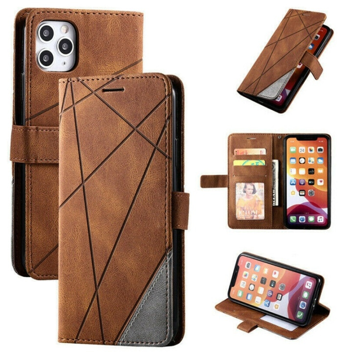 Mobielhoesje met 3 kaartsleuven voor iPhone 12 Mini, Bruin in de groep SMARTPHONE & TABLETS / Mobielbescherming / Apple / iPhone 12 Mini / Wallet Case bij TP E-commerce Nordic AB (38-81822)