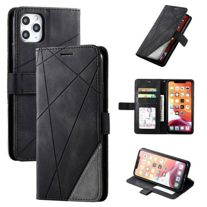 Mobielhoesje met 3 kaartsleuven voor iPhone 12 Mini, Zwart in de groep SMARTPHONE & TABLETS / Mobielbescherming / Apple / iPhone 12 Mini / Wallet Case bij TP E-commerce Nordic AB (38-81823)