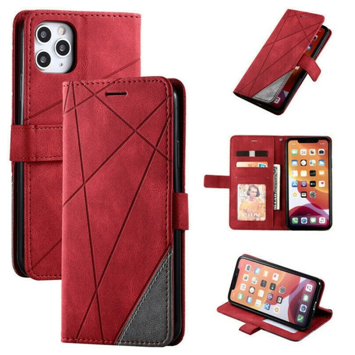 Mobielhoesje met 3 kaartsleuven voor iPhone 12 Mini, Rood in de groep SMARTPHONE & TABLETS / Mobielbescherming / Apple / iPhone 12 Mini / Wallet Case bij TP E-commerce Nordic AB (38-81824)