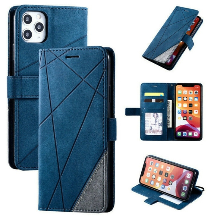 Mobielhoesje met 3 kaartsleuven voor iPhone 12 Mini, Blauw in de groep SMARTPHONE & TABLETS / Mobielbescherming / Apple / iPhone 12 Mini / Wallet Case bij TP E-commerce Nordic AB (38-81825)