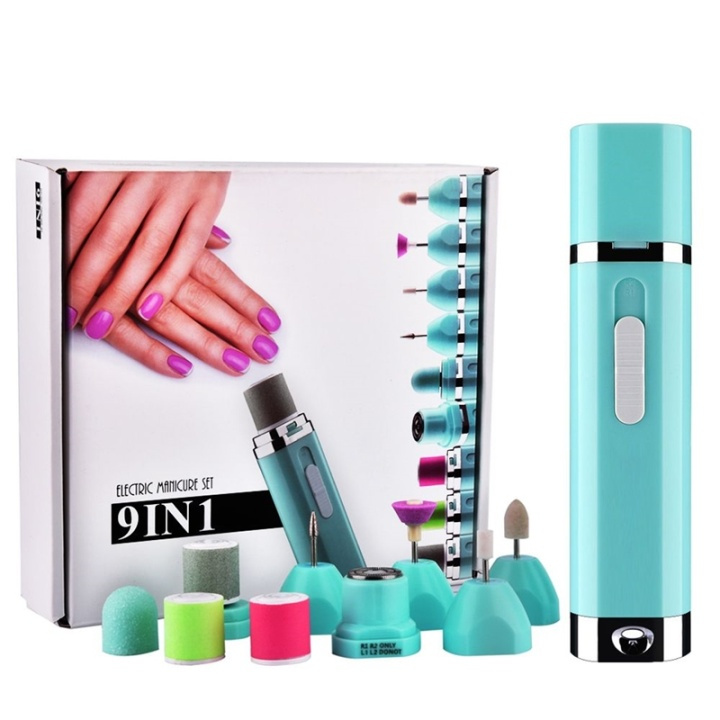 Elektrische Manicureset met 9 onderdelen in de groep BEAUTY & HEALTH / Manicure/pedicure / Nagelkit bij TP E-commerce Nordic AB (38-81921)