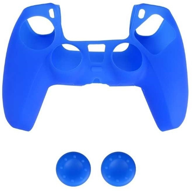 Silicone grip en 2 x Silicone cap voor PS5 controller, Blauw in de groep HOME ELECTRONICS / Spelconsoles en accessoires / Sony PlayStation 5 bij TP E-commerce Nordic AB (38-82105)