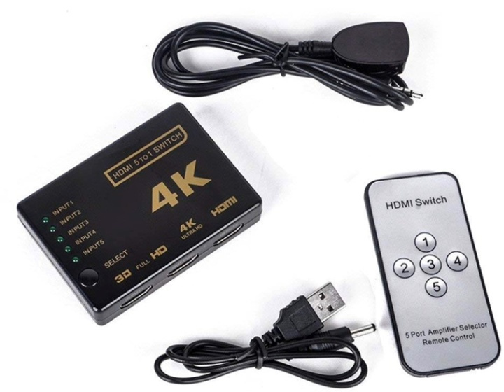 HDMI Schakelaar, 5 naar 1 in de groep COMPUTERS & RANDAPPARATUUR / Computerkabels / Schakelaars bij TP E-commerce Nordic AB (38-82384)