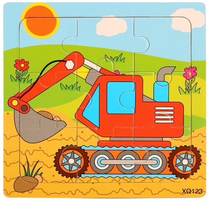 Puzzel van 9 stukjes, Graafmachine in de groep SPEELGOED, KINDER- & BABYPRODUCTEN / Speelgoed / Kinderpuzzel bij TP E-commerce Nordic AB (38-82593)