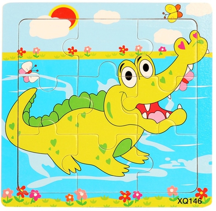 Puzzel van 9 stukjes, Krokodil in de groep SPEELGOED, KINDER- & BABYPRODUCTEN / Speelgoed / Kinderpuzzel bij TP E-commerce Nordic AB (38-82606)