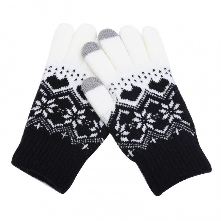 Wanten met touch-functie en winterpatroon, Zwart/Wit in de groep SPORT, VRIJE TIJD & HOBBY / Accessoires / Wanten & Handschoenen bij TP E-commerce Nordic AB (38-83033)