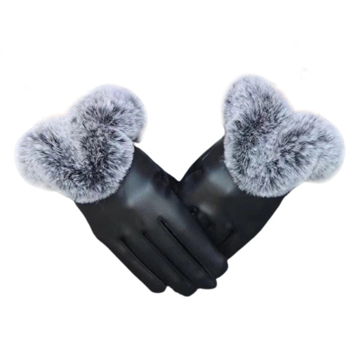 Stijlvolle touchscreen-handschoenen van kunstleer en nepbont, M in de groep SPORT, VRIJE TIJD & HOBBY / Accessoires / Wanten & Handschoenen bij TP E-commerce Nordic AB (38-83040)