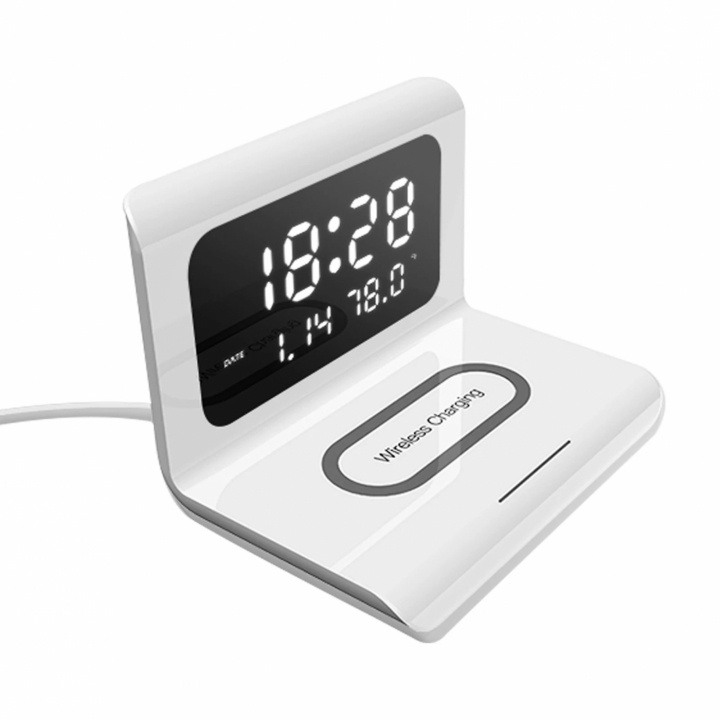 Alarm with Qi charger, White in de groep HUISHOUDEN & TUIN / Horloges & Tellers / Wekkers bij TP E-commerce Nordic AB (38-83114)