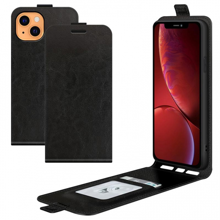 Flipcase in PU-leer voor iPhone 13, Zwart in de groep SMARTPHONE & TABLETS / Mobielbescherming / Apple / iPhone 13 / Wallet Case bij TP E-commerce Nordic AB (38-83146)