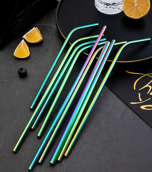 8 colorful straws in stainless steel in de groep HUISHOUDEN & TUIN / Keukengerei / Overige keukengereedschap bij TP E-commerce Nordic AB (38-83191)