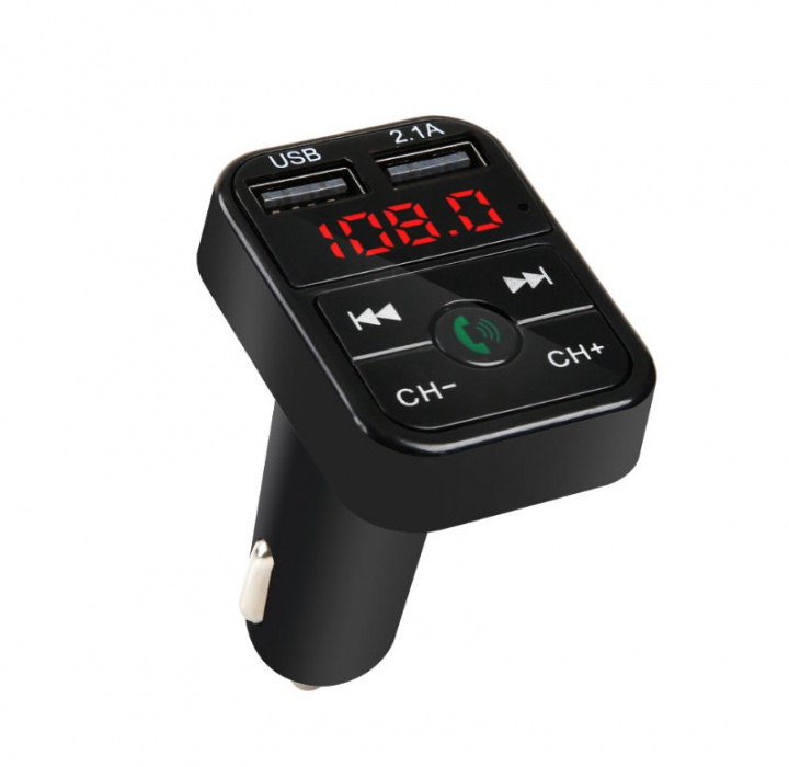 2-in-1 FM-zender met dubbele USB-aansluitingen, display en knoppen, zwart in de groep AUTO / Autoaudio & Multimedia / FM-zender bij TP E-commerce Nordic AB (38-83313)