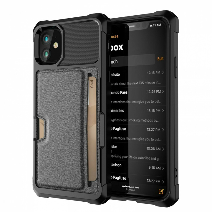 Stootbestendige hoes voor iPhone 13 met kaarthouder, Zwart in de groep SMARTPHONE & TABLETS / Mobielbescherming / Apple / iPhone 13 / Hoesjes bij TP E-commerce Nordic AB (38-83422)
