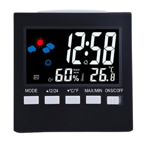 Handig Weerstation met Wekker, Zwart in de groep HUISHOUDEN & TUIN / Horloges & Tellers / Wekkers bij TP E-commerce Nordic AB (38-83635)