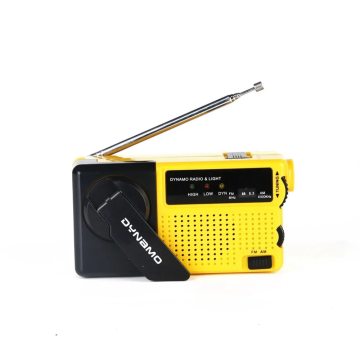 Dynamo radio met LED-lamp - FM-radio, USB, 1000mAh in de groep HOME ELECTRONICS / Audio & Beeld / Thuisbioscoop, Hifi en Draagbaar / Radio & Wekkers / Draadloze audiozender bij TP E-commerce Nordic AB (38-83769)