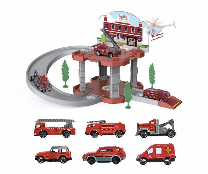 Brandstation med ramp och brandbil in de groep SPEELGOED, KINDER- & BABYPRODUCTEN / Speelgoed / Speelgoedauto\'s bij TP E-commerce Nordic AB (38-83838)