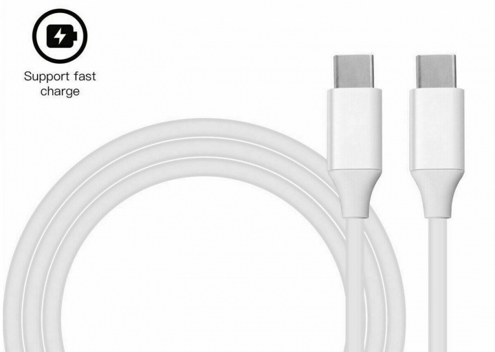 USB-C naar USB-C kabel 1m, Wit in de groep SMARTPHONE & TABLETS / Opladers & Kabels / Kabels / Kabels Type C bij TP E-commerce Nordic AB (38-83877)
