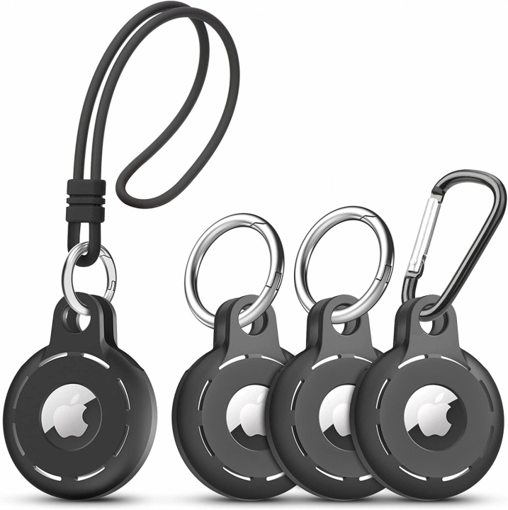 Sleutelhanger voor Apple AirTag 4-pack, Zwart in de groep SMARTPHONE & TABLETS / Overige accessoires / Overige bij TP E-commerce Nordic AB (38-83901)