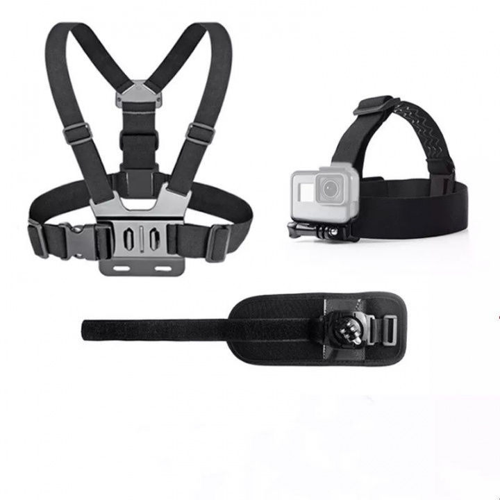 Bröstsele kompatibel med GoPro Hero inkl. Headstrap & Armband in de groep SPORT, VRIJE TIJD & HOBBY / Actiecamera\'s en accessoires / Accessoires voor actiecamera\'s bij TP E-commerce Nordic AB (38-83955)