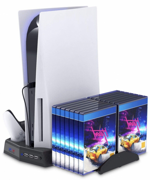 Oplaadstandaard met koelventilatoren en opslagruimte voor games voor PS5 in de groep HOME ELECTRONICS / Spelconsoles en accessoires / Sony PlayStation 5 / Accessoires bij TP E-commerce Nordic AB (38-83985)