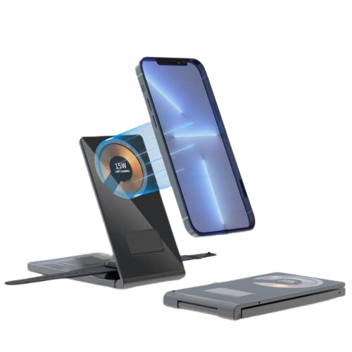 Opvouwbare en draadloze oplader voor smartphone, iWatch, Airpods in de groep SMARTPHONE & TABLETS / Opladers & Kabels / Draadloze Qi-oplader bij TP E-commerce Nordic AB (38-84105)
