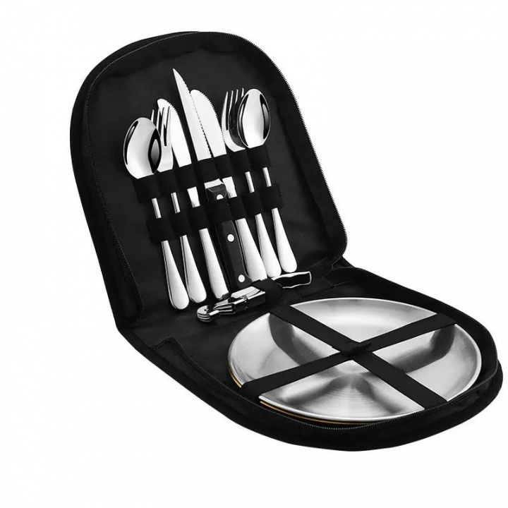Tallrikset med Bestick & Väska för Camping in de groep SPORT, VRIJE TIJD & HOBBY / Buitenrecreatie / Buiten koken bij TP E-commerce Nordic AB (38-84150)