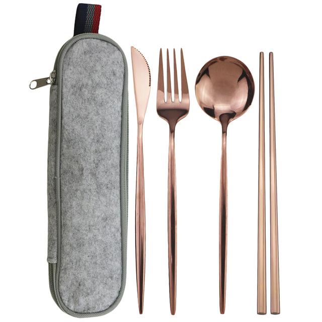 Roestvrijstalen mes, vork, lepel, eetstokjes, 7-delige set, zilver in de groep HUISHOUDEN & TUIN / Keukengerei / Overige keukengereedschap bij TP E-commerce Nordic AB (38-84181)