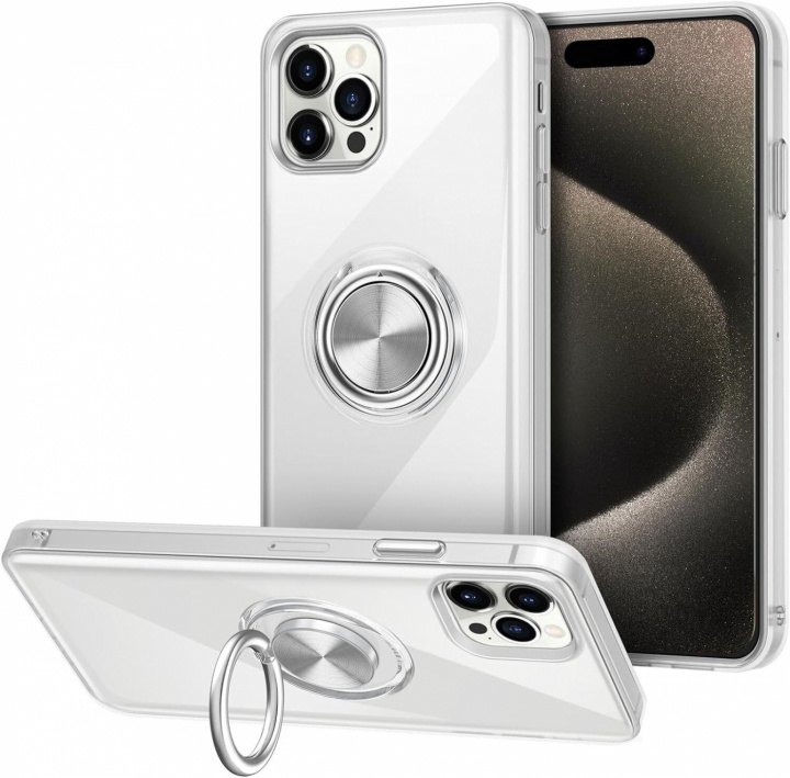 Transparent case with ring holder, iPhone 15 in de groep SMARTPHONE & TABLETS / Mobielbescherming / Apple / iPhone 15 bij TP E-commerce Nordic AB (38-84262)