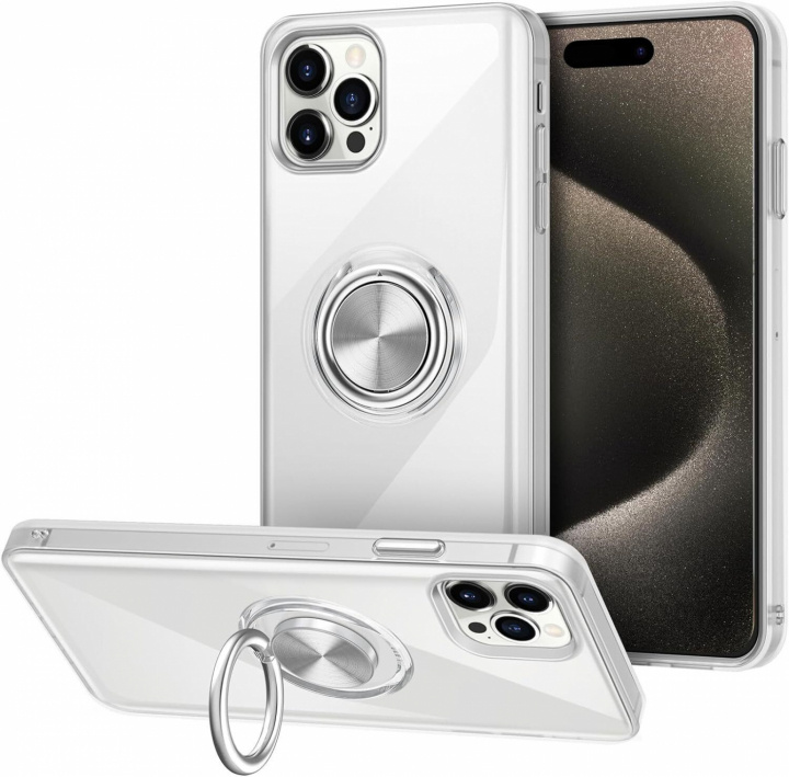Transparant hoesje met ringhouder, iPhone 15 Pro Max in de groep SMARTPHONE & TABLETS / Mobielbescherming / Apple / iPhone 15 bij TP E-commerce Nordic AB (38-84265)