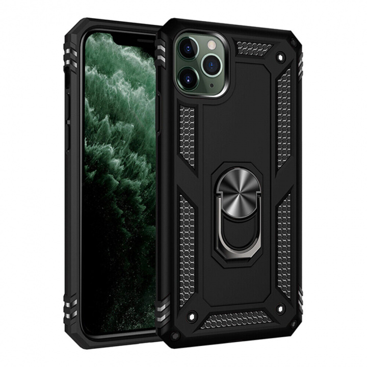 Mobielhoesje voor iPhone 15 Pro met ringhouder, zwart in de groep SMARTPHONE & TABLETS / Mobielbescherming / Apple / iPhone 15 bij TP E-commerce Nordic AB (38-84278)