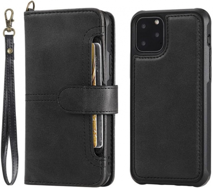 Wallet case in PU leather with card slot for iPhone 15, Black in de groep SMARTPHONE & TABLETS / Mobielbescherming / Apple / iPhone 15 bij TP E-commerce Nordic AB (38-84290)