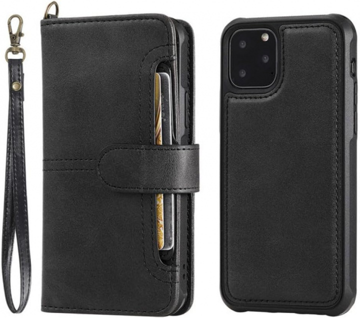 PU lederen portemonnee hoesje met kaartsleuf voor iPhone 15, Zwart in de groep SMARTPHONE & TABLETS / Mobielbescherming / Apple / iPhone 15 bij TP E-commerce Nordic AB (38-84290)