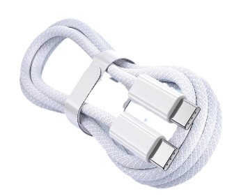 Braided USB-C cable - 1 m, White- iPhone 15 compatible - Nylon - PD60W in de groep SMARTPHONE & TABLETS / Opladers & Kabels / Kabels / Kabels Type C bij TP E-commerce Nordic AB (38-84298)
