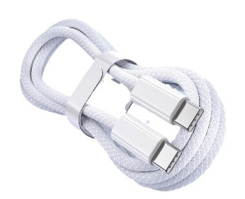 Gevlochten USB-C kabel - 2 m - Wit - Geschikt voor iPhone 15 - Nylon - PD60W in de groep SMARTPHONE & TABLETS / Opladers & Kabels / Kabels / Kabels Type C bij TP E-commerce Nordic AB (38-84300)