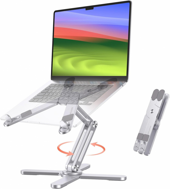 In hoogte verstelbare laptopstandaard, opvouwbaar, 360° draaibaar, Zilver in de groep COMPUTERS & RANDAPPARATUUR / Laptops & accessoires / Laptopstandaard bij TP E-commerce Nordic AB (38-84418)