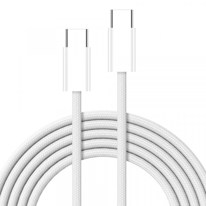 Gevlochten USB-C naar USB-C laad- en synchronisatiekabel, 1,5 m, 5 A, wit in de groep SMARTPHONE & TABLETS / Opladers & Kabels / Kabels / Kabels Type C bij TP E-commerce Nordic AB (38-84427)