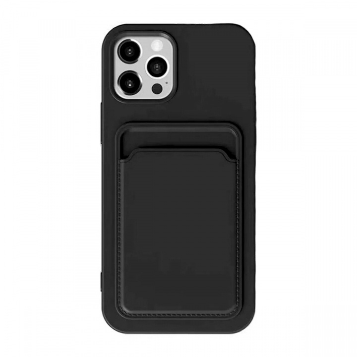 Siliconen mobiele telefoonhoesje met pashouder voor iPhone 16 Pro, zwart in de groep SMARTPHONE & TABLETS / Mobielbescherming / Apple / iPhone 16 bij TP E-commerce Nordic AB (38-84456)