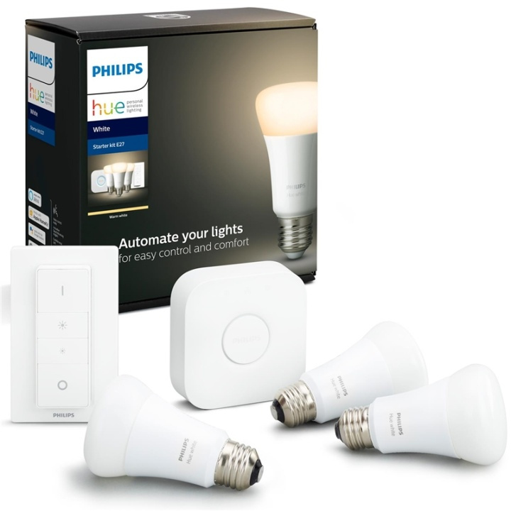 Philips Hue Startkit White E27 m fjärr in de groep HUISHOUDEN & TUIN / Smart home / Slimme verlichting bij TP E-commerce Nordic AB (38-85055)