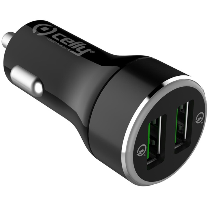 Celly Billaddare 2xUSB QC3 Max 36W in de groep SMARTPHONE & TABLETS / Opladers & Kabels / Autoladers / Autoladers USB bij TP E-commerce Nordic AB (38-85655)