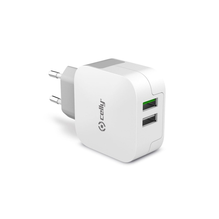 Celly USB-laddare 2xUSB 3,4A (17W) in de groep SMARTPHONE & TABLETS / Opladers & Kabels / Adapters bij TP E-commerce Nordic AB (38-85665)
