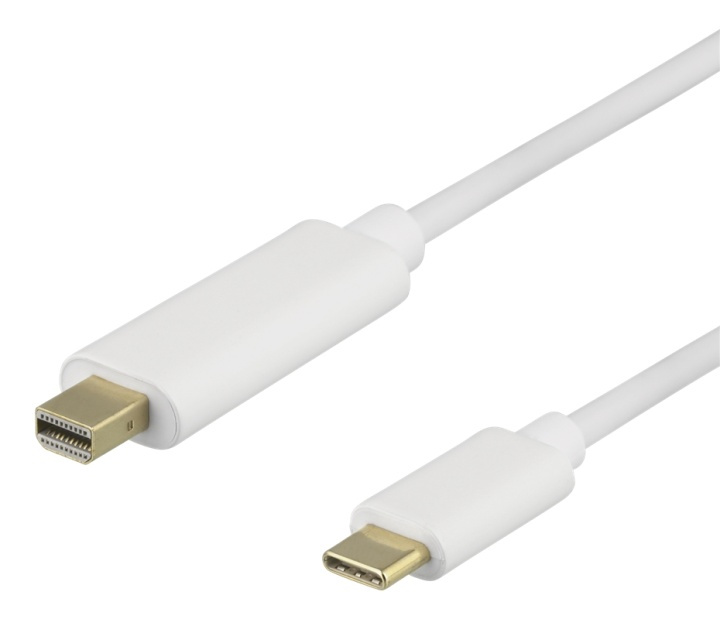 DELTACO USB-C - MiniDP cable, 1m, 21.6 Gbit/s, 3840x2160 60Hz, white in de groep COMPUTERS & RANDAPPARATUUR / Computerkabels / DisplayPort / Kabels bij TP E-commerce Nordic AB (38-85716)