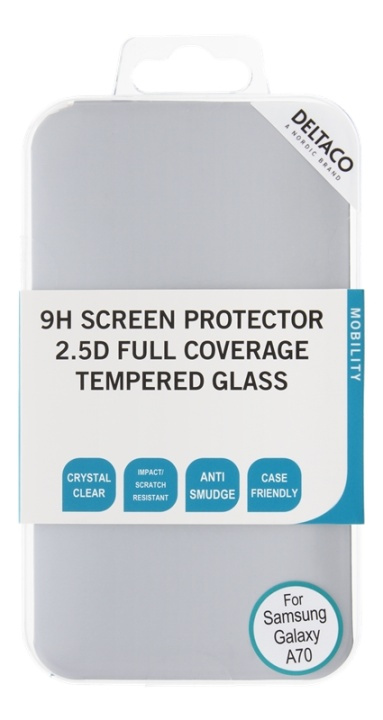 DELTACO screen protector, Galaxy A70, 2.5D full coverage glass in de groep SMARTPHONE & TABLETS / Mobielbescherming / Samsung bij TP E-commerce Nordic AB (38-85783)