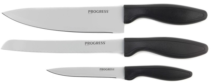 Progress Knivset med kockkniv, brödkniv och allround-kniv in de groep HUISHOUDEN & TUIN / Keukengerei / Keukenmessen & accessoires bij TP E-commerce Nordic AB (38-85940)