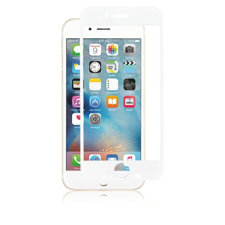 Panzer iPhone 6S/6 Plus, gebogen silicaatglas, wit in de groep SMARTPHONE & TABLETS / Mobielbescherming / Apple / iPhone 6 Plus/6S Plus / Screen Protectors bij TP E-commerce Nordic AB (38-86308)