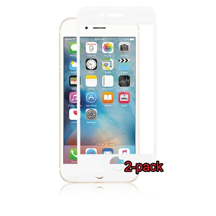 Panzer2-pak iPhone 6S/6 Plus gebogen silicaatglas, wit in de groep SMARTPHONE & TABLETS / Mobielbescherming / Apple / iPhone 6 Plus/6S Plus / Screen Protectors bij TP E-commerce Nordic AB (38-86308PKT1)