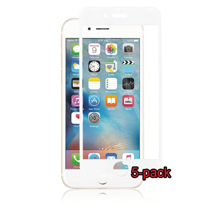 Panzer5-pak iPhone 6S/6 Plus gebogen silicaatglas, wit in de groep SMARTPHONE & TABLETS / Mobielbescherming / Apple / iPhone 6 Plus/6S Plus / Screen Protectors bij TP E-commerce Nordic AB (38-86308PKT2)
