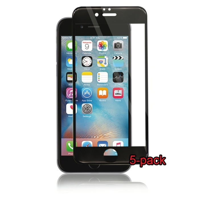 Panzer5-pack iPhone 6S/6 Plus gebogen silicaatglas, zwart in de groep SMARTPHONE & TABLETS / Mobielbescherming / Apple / iPhone 6 Plus/6S Plus / Screen Protectors bij TP E-commerce Nordic AB (38-86312PKT2)
