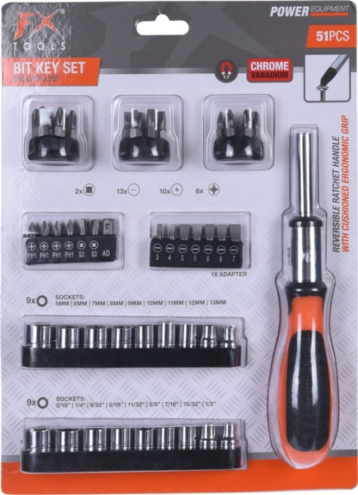 Ratelschroevendraaierset 51 stuks in de groep HUISHOUDEN & TUIN / Gereedschap / Overig gereedschap & Accessoires bij TP E-commerce Nordic AB (38-86421)