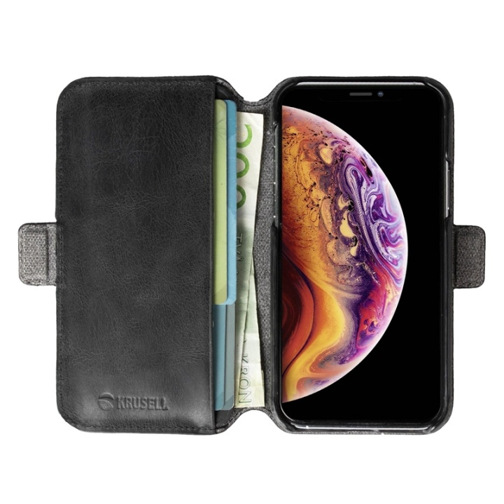 Krusell Sunne 2in1 afneembaar portemonnee-hoesje voor iPhone 11 Pro, zwart in de groep SMARTPHONE & TABLETS / Mobielbescherming / Apple / Make-up spiegel / Wallet Case bij TP E-commerce Nordic AB (38-86465)